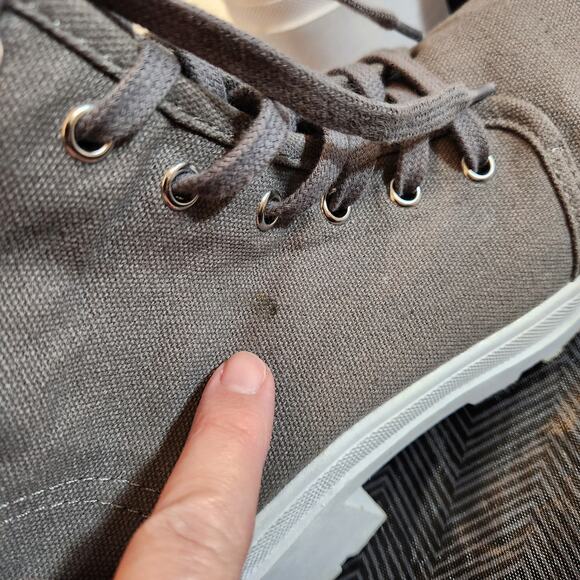 FOREVER 21 Grey White Canvas Platform Combat Lug Sole Sneaker Boot Womens 8 - Picture 3 of 10